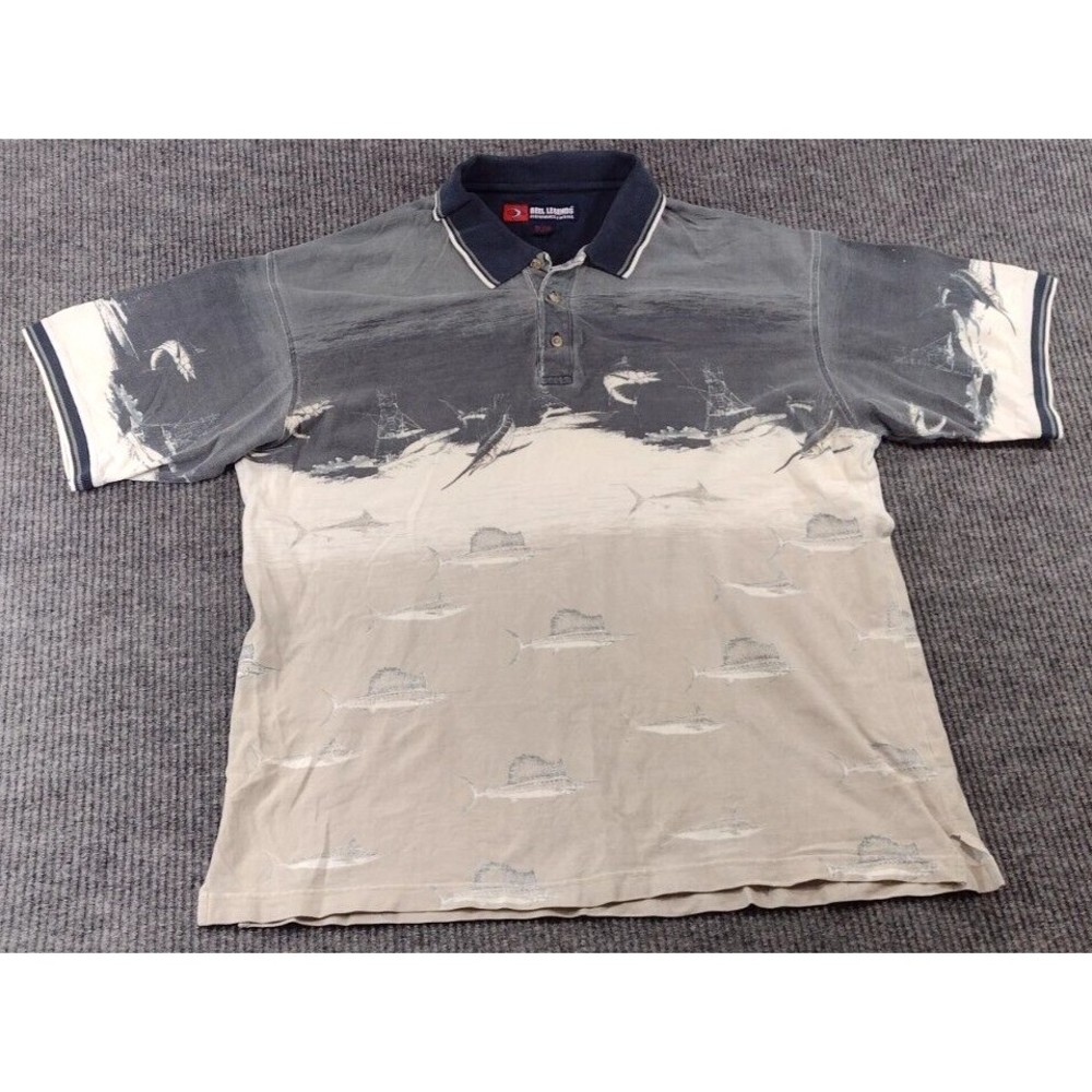 Reel Legends Performance Clothing Men's Short Sleeve Marlin Print Shirt L